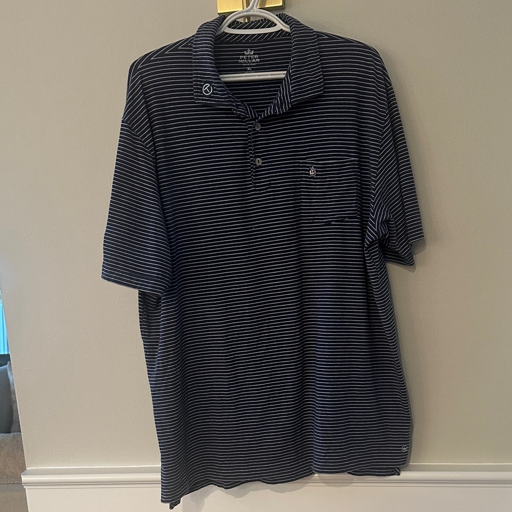 Scotty Cameron Men's Navy Striped limited edition Peter Millar Polo Shirt